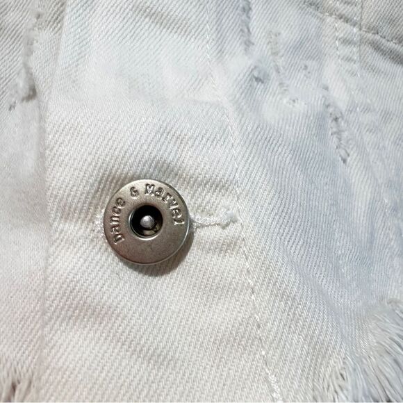NWOT Dance & Marvel White Gray, Raw Hem, Crop Detachable Hoodie, Denim Jacket, - Picture 11 of 15